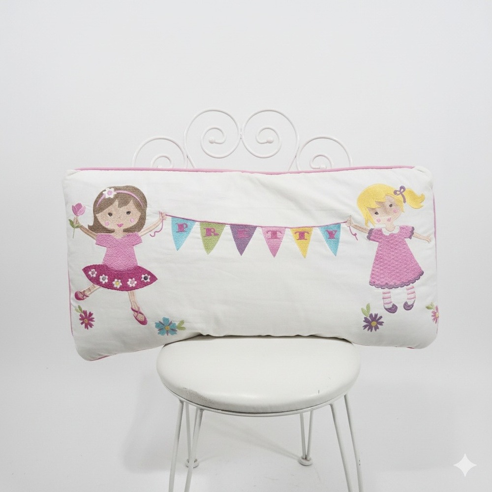 Vintage Cynthia Rowley Kids Embroidered Ballerina Pillow Decorative "pretty"